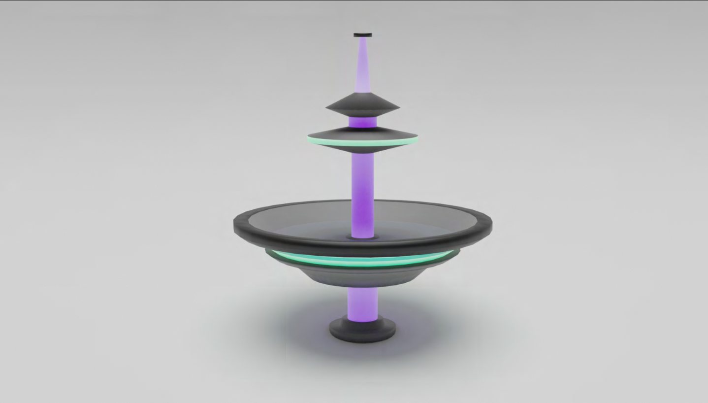 Atrezzo espacial: fuente diseñada en 3D
