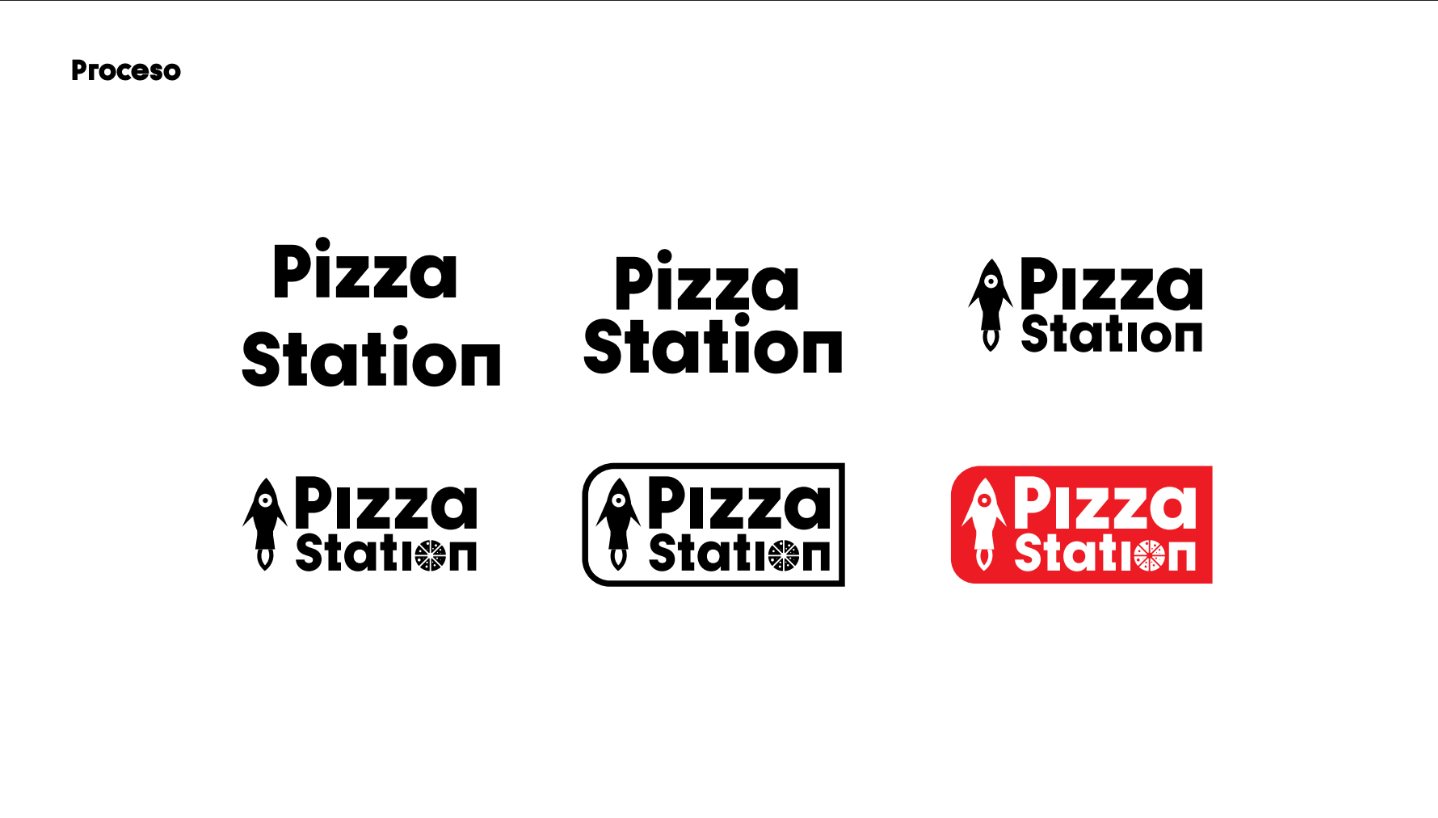 Proceso del logotipo de Pizza Station