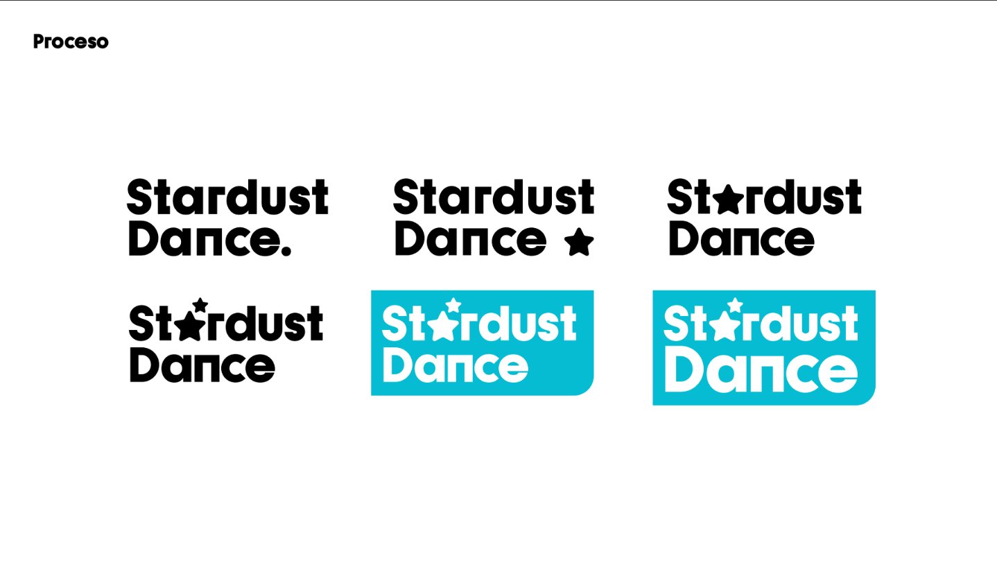 Proceso del logotipo de Stardust Dance